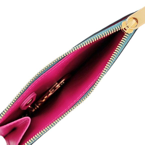 Louis Vuitton V Shape Pochette Monogram Vernis Calf Leather Pink Blue Handbag - Picture 4 of 5